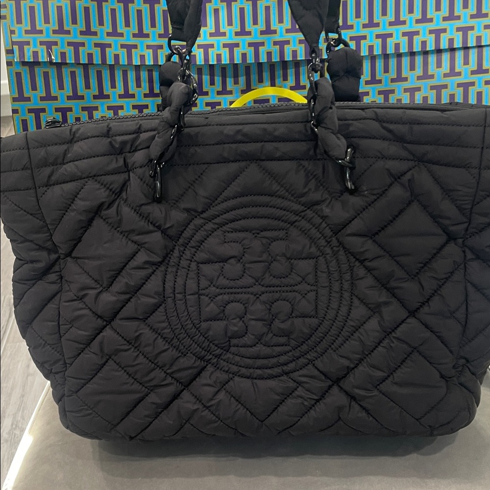 Black Quilted Tote Bag